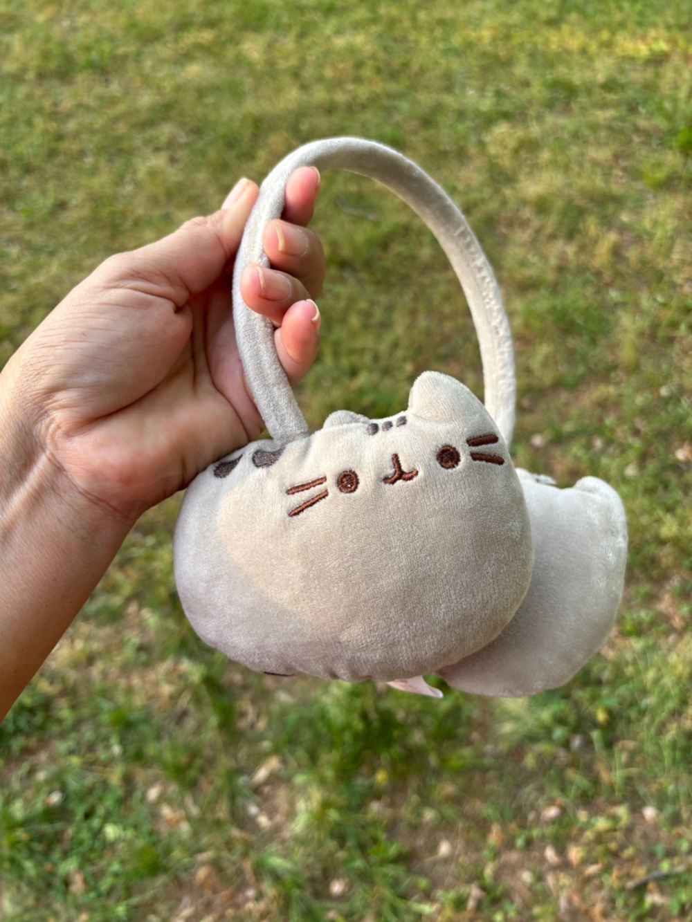 Pusheen Plush Cat Ear Muffs in Light Beige